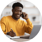 man working from home